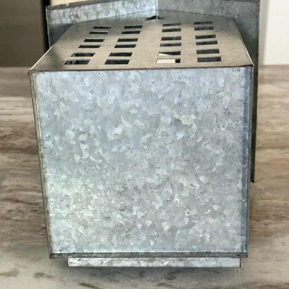 Galvanized Metal Luminary Holiday House Star Cutout / Christmas Village Lantern
